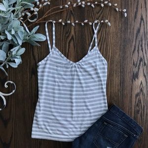 LOFT White and Grey Striped Cami